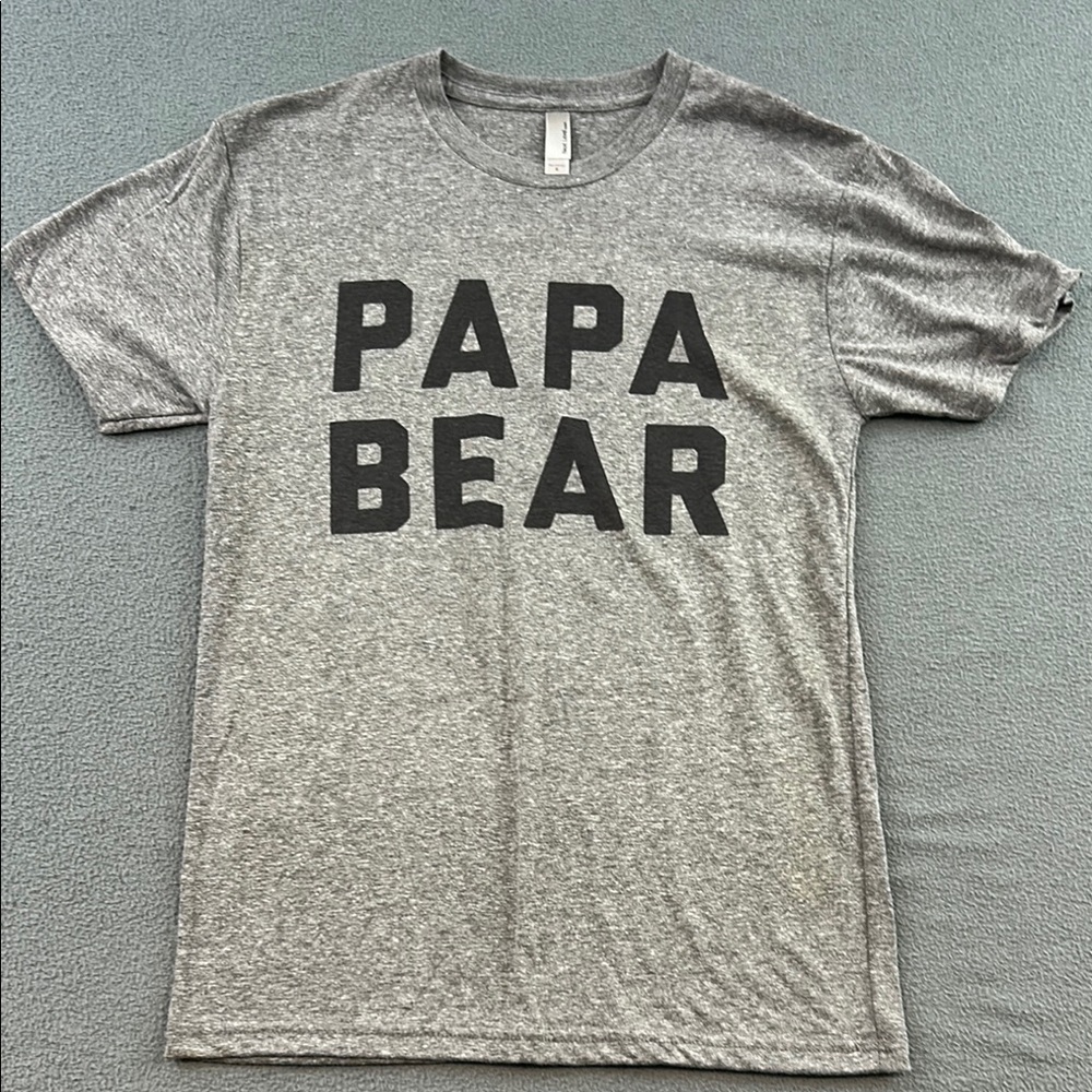 Gray “Papa Bear” Men’s T-Shirt | Size Small | Casual Graphic Tee | Soft